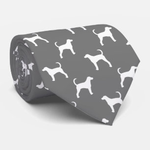 American Foxhound Dog Silhouettes Pattern Grey Neck Tie
