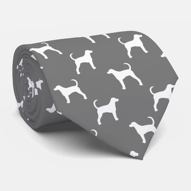 American Foxhound Dog Silhouettes Pattern Grey Neck Tie (Rolled)
