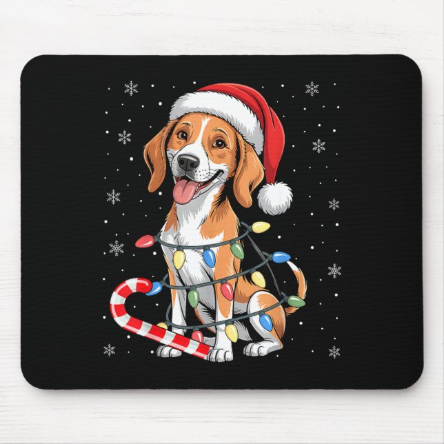 American Foxhound Dog Ugly Christmas Candy Cane Tr Mouse Pad (Front)