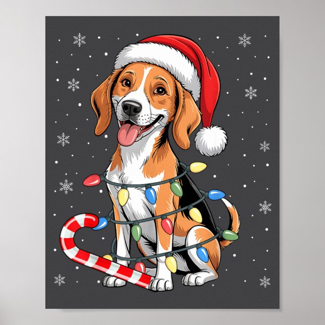 American Foxhound Dog Ugly Christmas Candy Cane Tr Poster (Front)