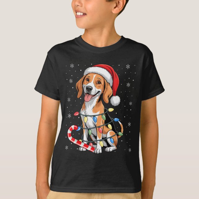 American Foxhound Dog Ugly Christmas Candy Cane Tr T-Shirt (Front)