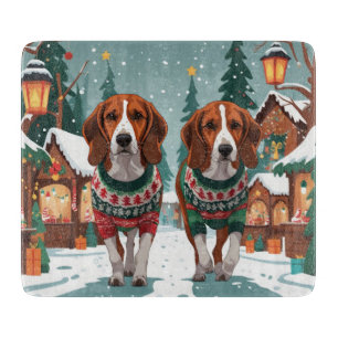American Foxhound Dogs Christmas Snow Holiday Cutting Board
