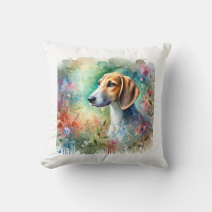 American Foxhound in Watercolor 200624AREF103 - Wa Throw Pillow