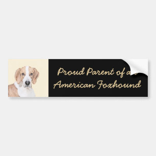 American Foxhound Painting - Cute Original Dog Art Bumper Sticker