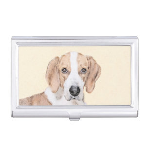 American Foxhound Painting - Cute Original Dog Art Business Card Case