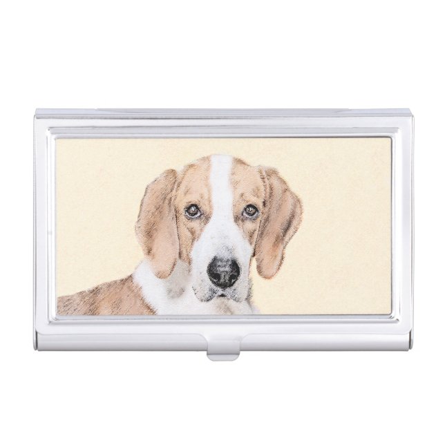 American Foxhound Painting - Cute Original Dog Art Business Card Case (Front)