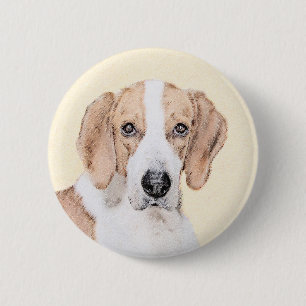 American Foxhound Painting - Cute Original Dog Art Button