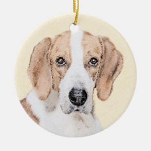 American Foxhound Painting - Cute Original Dog Art Ceramic Ornament