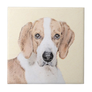 American Foxhound Painting - Cute Original Dog Art Ceramic Tile