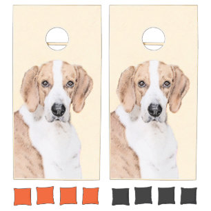 American Foxhound Painting - Cute Original Dog Art Cornhole Set
