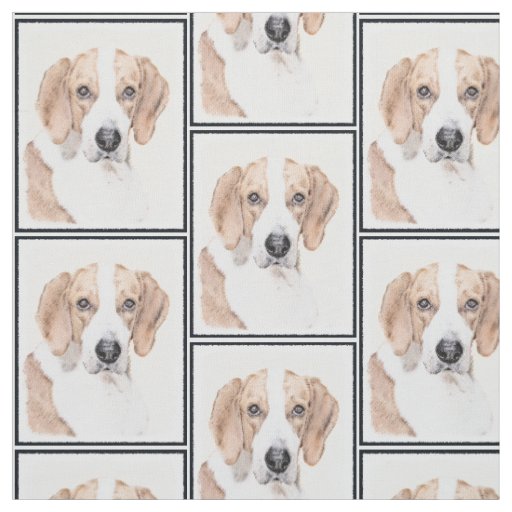American Foxhound Painting - Cute Original Dog Art Fabric
