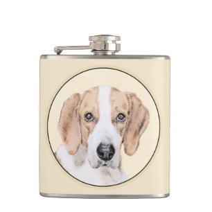 American Foxhound Painting - Cute Original Dog Art Flask