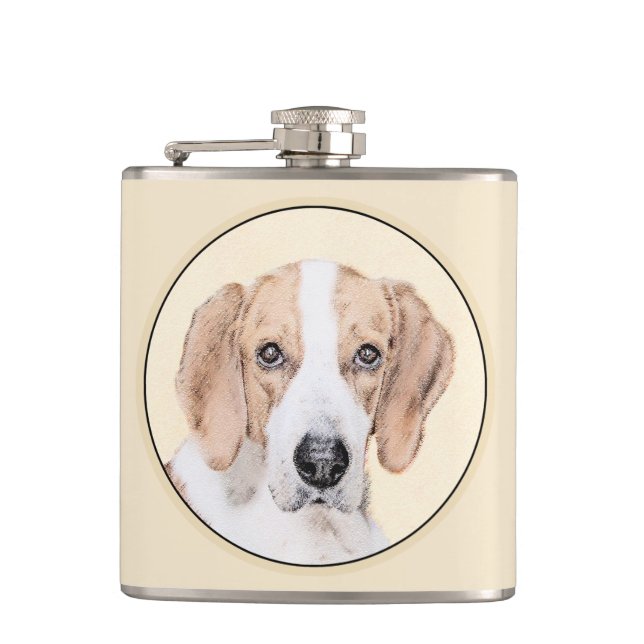 American Foxhound Painting - Cute Original Dog Art Flask (Front)