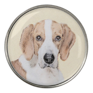 American Foxhound Painting - Cute Original Dog Art Golf Ball Marker