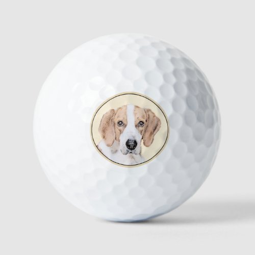 American Foxhound Painting _ Cute Original Dog Art Golf Balls