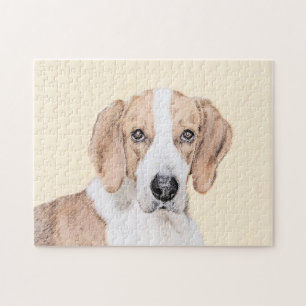 American Foxhound Painting - Cute Original Dog Art Jigsaw Puzzle