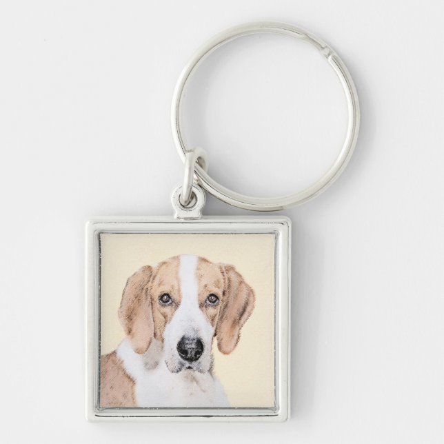 American Foxhound Painting - Cute Original Dog Art Keychain (Front)