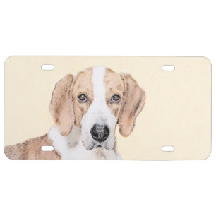 American Foxhound Painting - Cute Original Dog Art License Plate