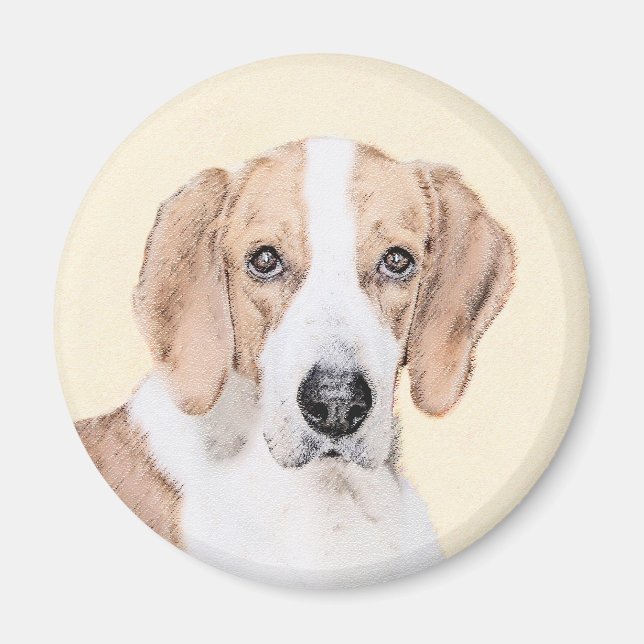 American Foxhound Painting - Cute Original Dog Art Magnet (Front)