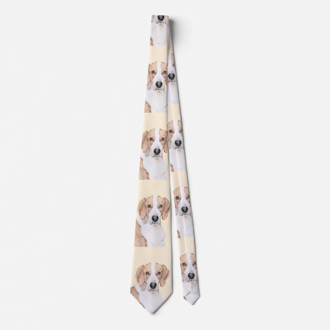 American Foxhound Painting - Cute Original Dog Art Neck Tie (Front)