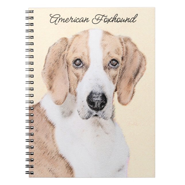American Foxhound Painting - Cute Original Dog Art Notebook (Front)