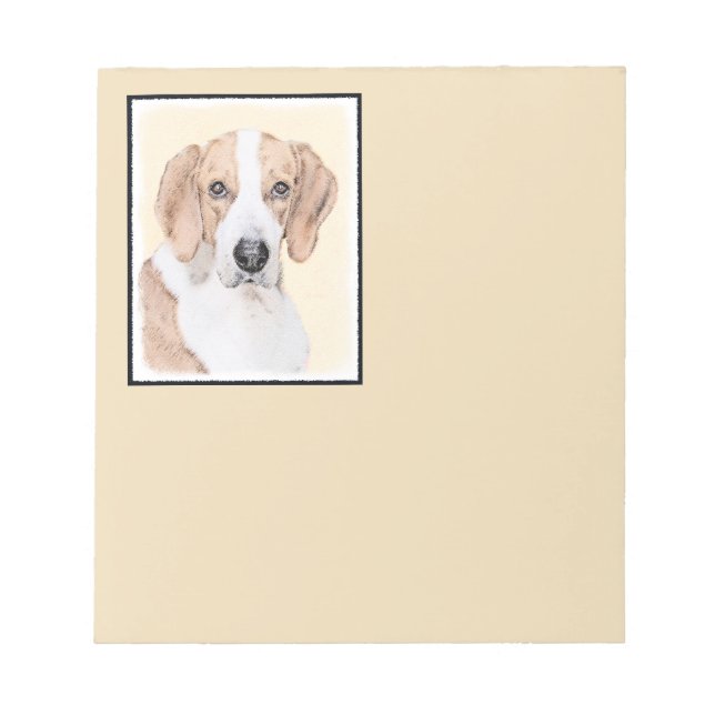 American Foxhound Painting - Cute Original Dog Art Notepad (Front)