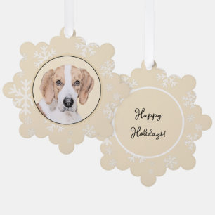 American Foxhound Painting - Cute Original Dog Art Ornament Card