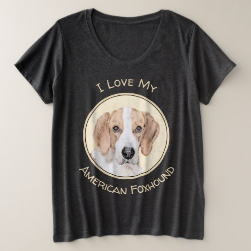 American Foxhound Painting _ Cute Original Dog Art Plus Size T_Shirt