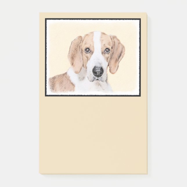 American Foxhound Painting - Cute Original Dog Art Post-it Notes (Front)