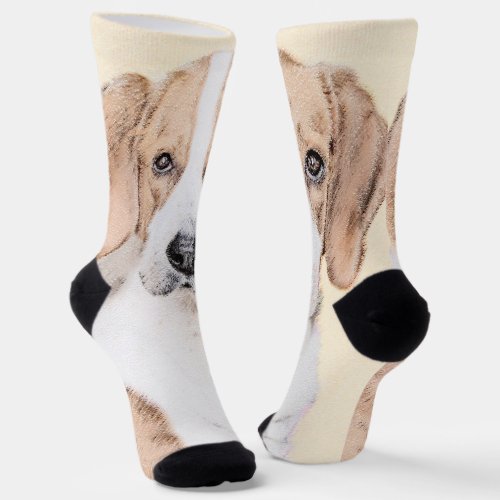 American Foxhound Painting _ Cute Original Dog Art Socks