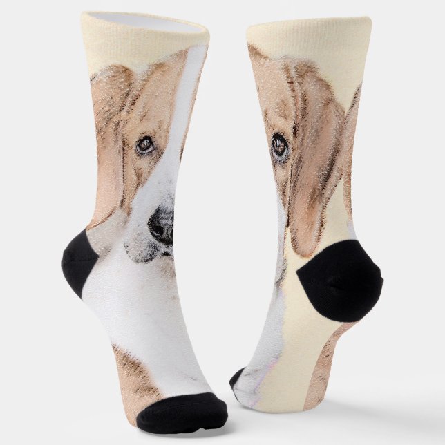 American Foxhound Painting - Cute Original Dog Art Socks (Angled)