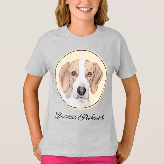American Foxhound Painting - Cute Original Dog Art T-Shirt (Front)