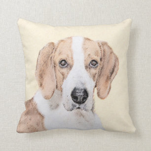 American Foxhound Painting - Cute Original Dog Art Throw Pillow