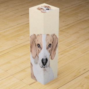 American Foxhound Painting - Cute Original Dog Art Wine Box