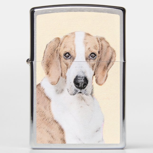 American Foxhound Painting - Cute Original Dog Art Zippo Lighter (Front)