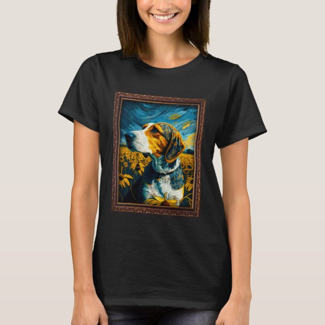 American Foxhound Painting Sunflower Flower Mom Wo T-Shirt (Front)