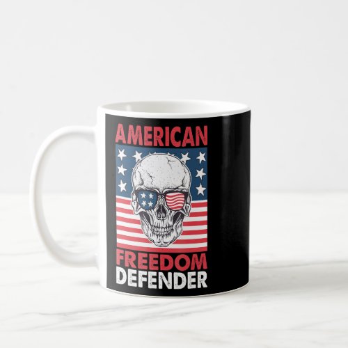 American Freedom Defender Usa Flag Skull  Coffee Mug