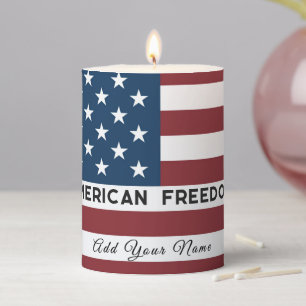 American Freedom Personalized Name Pillar Candle