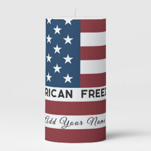 American Freedom Personalized Name Pillar Candle