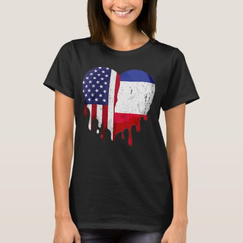 American French Heritage Month France Flag Heart T_Shirt