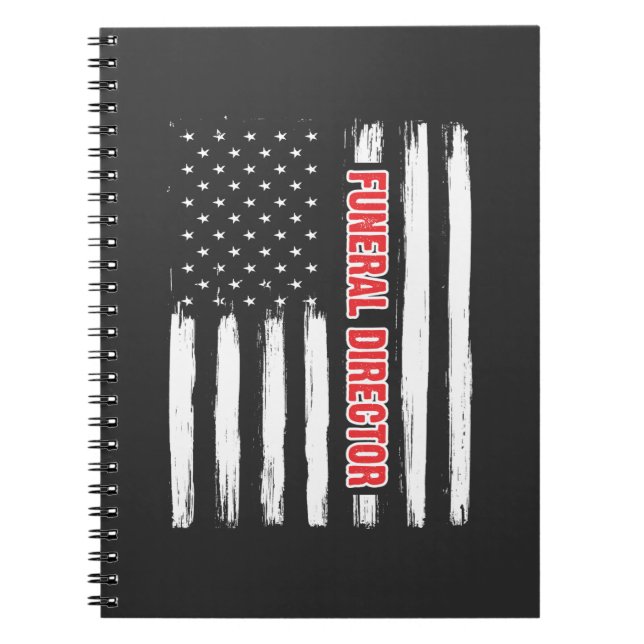 American Funeral Director Proud Mortician US Flag Notebook (Front)
