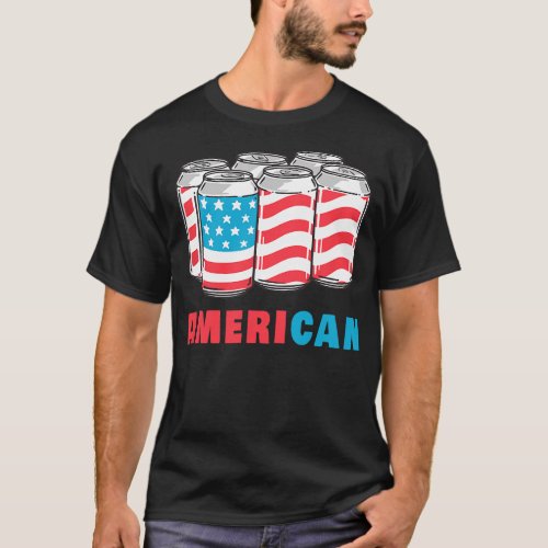 AmeriCan Funny 4th of July Beer Patriotic USA Flag T_Shirt
