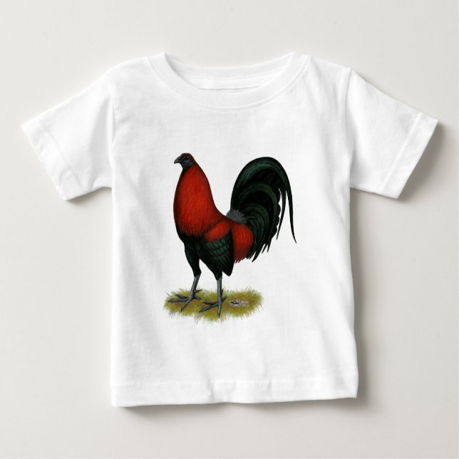 American Game BB Black Red Rooster Baby T-Shirt (Front)