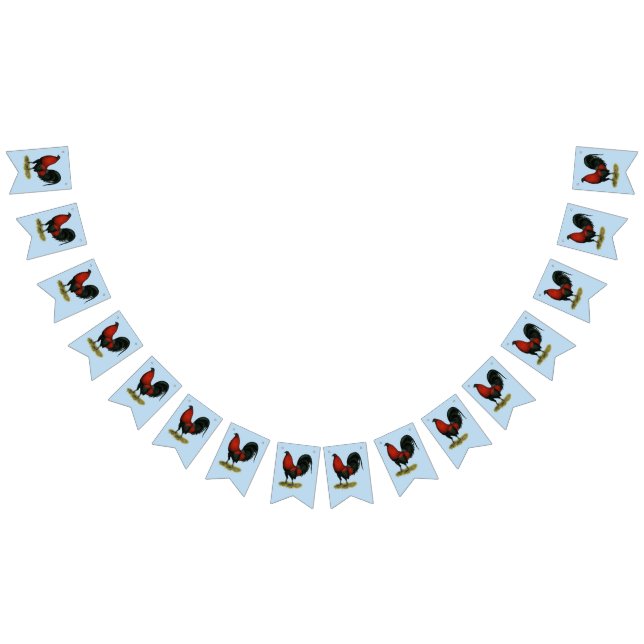 American Game BB Black Red Rooster Bunting Flags (All)