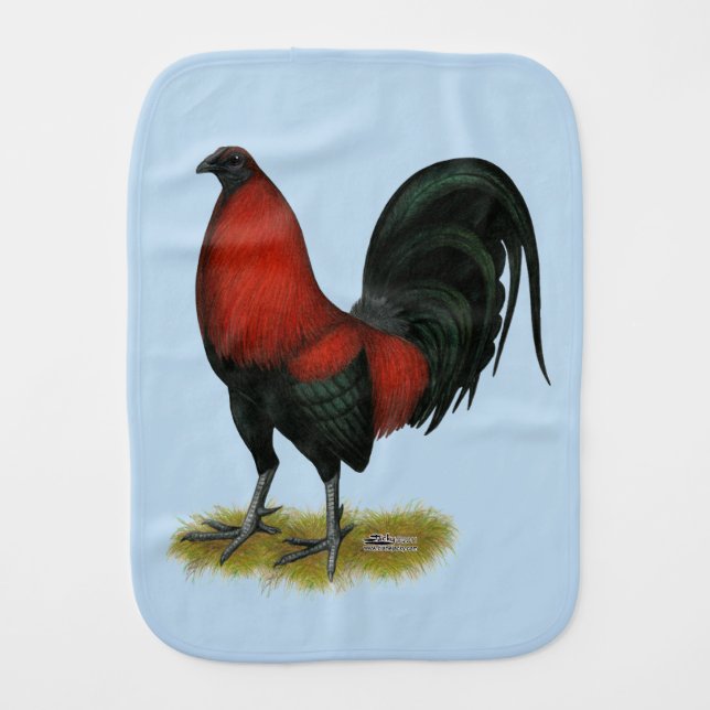 American Game BB Black Red Rooster Burp Cloth (Front)