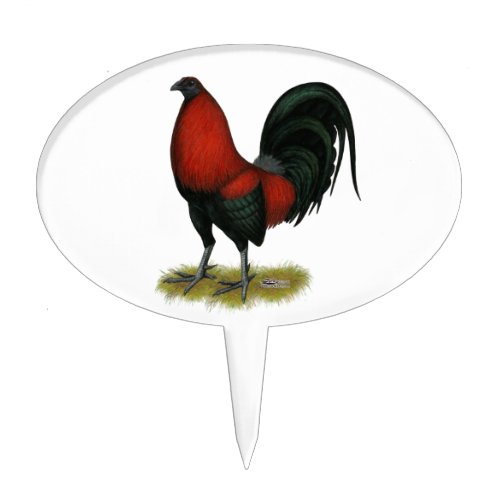 American Game BB Black Red Rooster Cake Topper