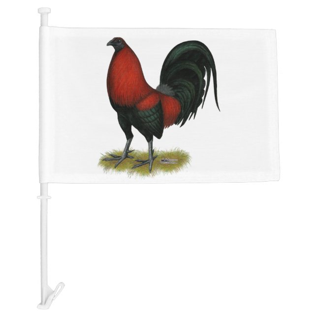 American Game BB Black Red Rooster Car Flag (Front)