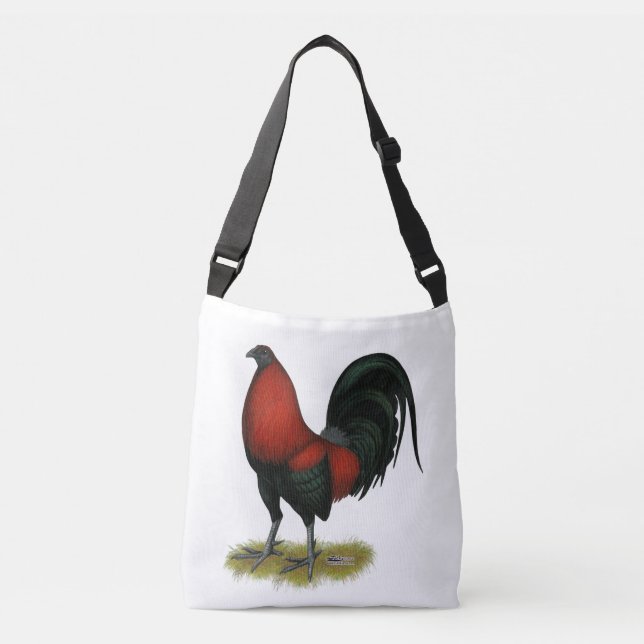 American Game BB Black Red Rooster Crossbody Bag (Front)