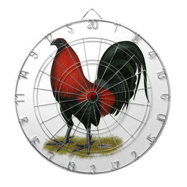 American Game BB Black Red Rooster Dartboard With Darts (Front)