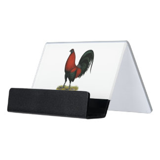 American Game BB Black Red Rooster Desk Business Card Holder
